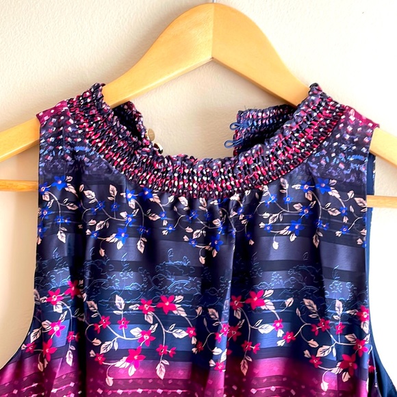 NWT Kensie 4 multicolor purple navy red stripe midi maxi ruffle shark bite new 4 - Picture 3 of 11